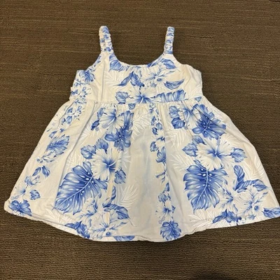Ky's Vestido Hawaiano Niñas Juvenil Vestido 4 Azul Floral Sin Mangas Hecho en Hawaii Foto 1 de 4