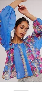 Neu mit Etikett Free People Elena schulterfreies Tunika-Top S Bluse mit Blumendruck 128 $ - Bild 1 von 10