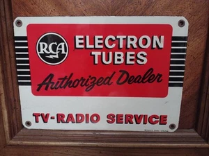 VINTAGE RCA VICTOR RADIO DEALER PORCELAIN METAL SIGN GAS OIL FARM TV TUBE MUSIC - Picture 1 of 15