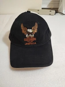Baseball Hat Cap from Jamaica Black Embroidered Harley Davidson Eagle Logo - Picture 1 of 5