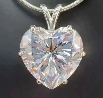 Colgante certificado de diamantes tratados con corte de corazón blanco roto de 12 quilates de plata de ley 925 Foto 1 de 4