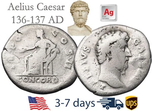 Ancient Roman Empire Coin Silver Denarius Aelius Caesar 136 -137 AD #21486 - Picture 1 of 3