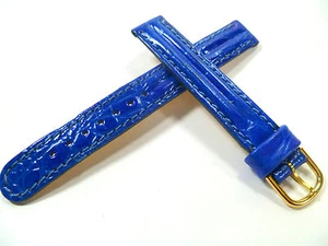 12 mm BLAU UHRENARMBAND DOPPELWULST KROKOPRÄGUNG LEDER 1213 - Picture 1 of 2