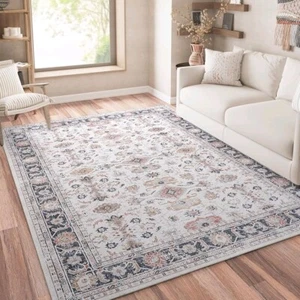 JINCHAN Area Rug 8x10 Washable Rug Taupe Vintage Traditional Area Rug NEW - Picture 1 of 2