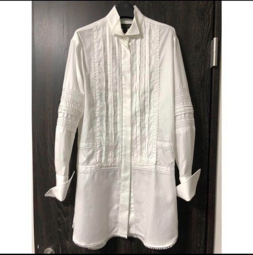 Autentico abito BURBERRY bianco pizzo arricciato donna dal Giappone buone condizioni