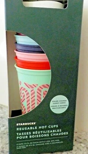 STARBUCKS Reusable Color Changing Hot Cups CHRISTMAS 2020 6 Cups + Lids (NIB) - Picture 1 of 7