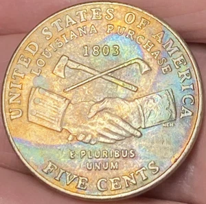 2004D Jefferson Nickel "Louisiana Purchase" Beautiful Gold/Rainbow Toned Coin #3 - Picture 1 of 10