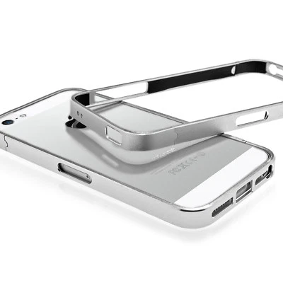 IPHONE 5 5S Design Alluminio Bumper Custodia Copertura Protettiva IN Argento - Immagine 1 di 4