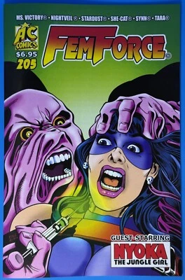Femforce #205 NUEVO CASI NUEVO AC Comics listo para enviar cubierta hipodérmica amenaza con capucha Foto 1 de 3