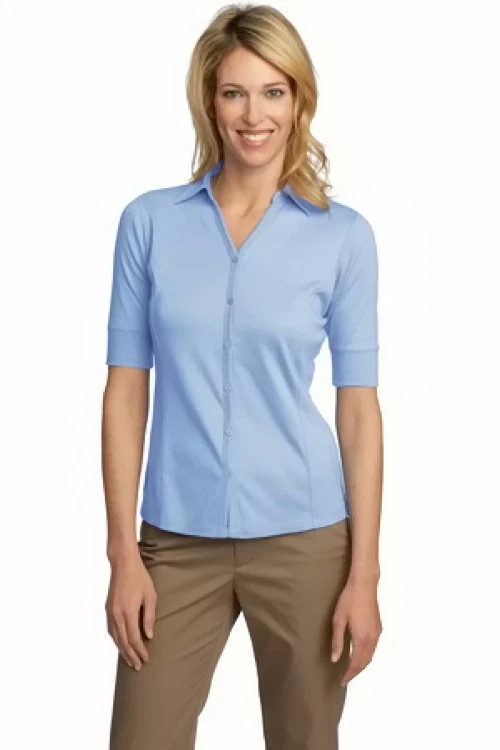 Polo para mujer Port Authority con botones de bloqueo delantero Foto 1 de 1