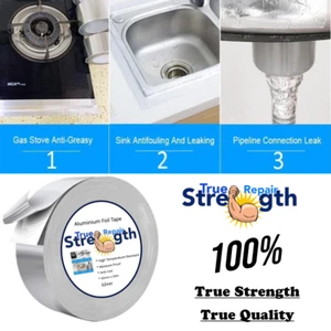 aluminium foil insulaton tape silver waterproof heat resistant ducting/pipes - Picture 1 of 5