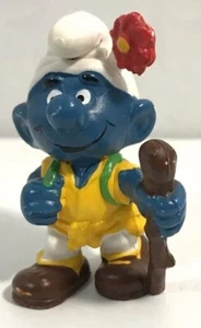 Vintage Smurfs Hiker Smurf Hiking Walking Stick Backpack Figure Peyo 1978 - Picture 1 of 9