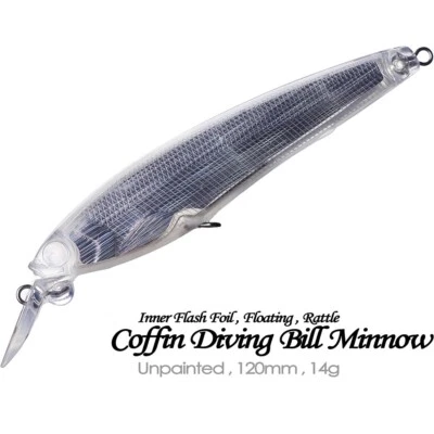 10PCS 12CM 14G Floating Inner Foil Minnow DIY Unpainted Bait Blank Fishing Lure - Image 1 of 4