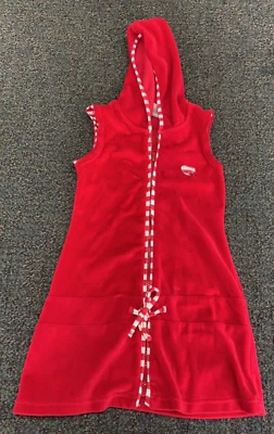 DEUX PAR DEUX GIRLS HOODED BEACH DREES STYLE #SP12-M96 SIZE 6 RED  CA 09086 - Image 1 of 4