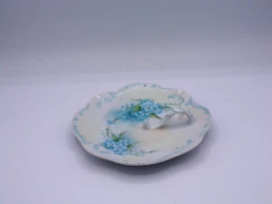 Vintage blau Blumen Zitrone/Limette Servierer mit Griff signiert Frances Hackley '80 - Bild 1 von 4