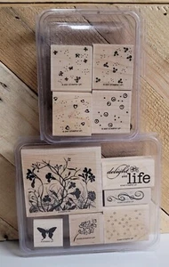 Stampin' Up FARFALLA CUORE FIORI 10 PZ Set Blocco Legno Timbro Gomma Artigianato - Foto 1 di 3