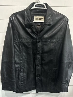 De Colección Wilsons M Julian Chaqueta Larga de Cuero Negra para Hombres Forro Grande Aislante Foto 1 de 4