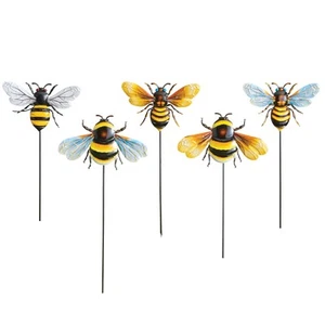 Vibrant Iron Bee Garden Stakes - Set of 5 - Picture 1 of 2