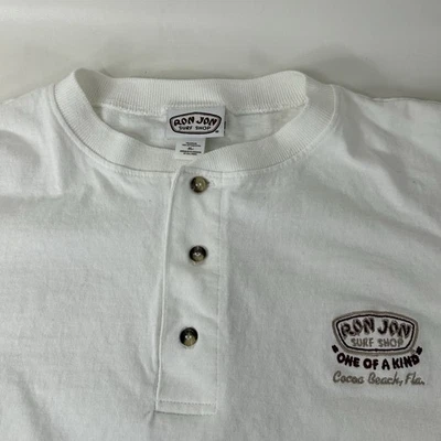 Camiseta Ron Jon Surf Shop Para Hombre XL Cocoa Beach Florida Bordada Blanca Henley Foto 1 de 4