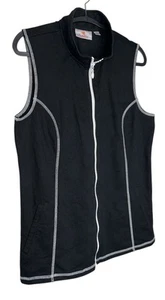 Quacker Factory black with white rhinestone zipper Vest Top Medium EUC - Picture 1 of 8