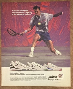 1991 Prince Cross Sport Tennis Shoes Playing In The Zone Sneakers 90s Print Ad - Picture 1 of 2