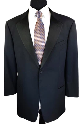 Blazer Chaqueta Esmoquin Armani Collezioni Negro Satinado Seda Solapa Hecho en Italia 44R Foto 1 de 4