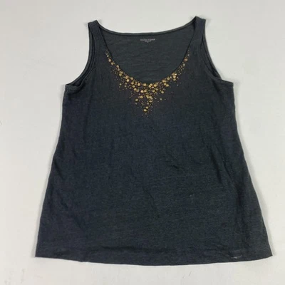 Camisa sin mangas Eileen Fisher para mujer gris mediana de lino adornada Foto 1 de 4