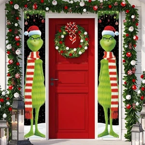 Grinch Decorazioni Natalizie Grinch Porta Striscione Buon Grinchmas Natale Insegna Striscione - Foto 1 di 5