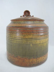 WALLY SCHWAB Oregon NW Studio Pottery STONEWARE XL Canister Crock Jar with Lid - Picture 1 of 12