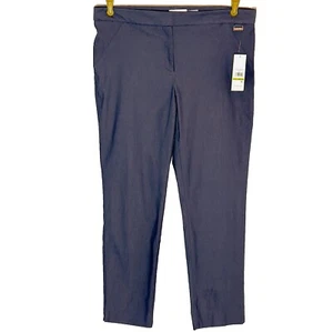 New Calvin Klein Modern Essential Pants Trousers Women 14 Petite P Gray Stretch - Picture 1 of 8