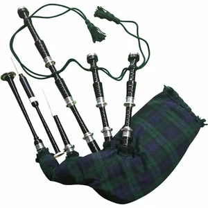 Highland Rosewood Bagpipe with Silver Mounts, Includes Bag and Tutor Book - Picture 1 of 5