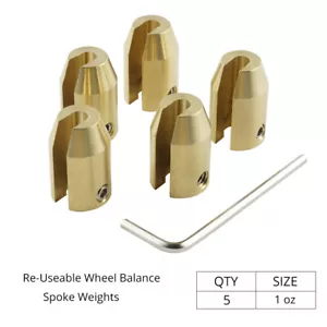 5PCS CNC Motorcycle Brass Reusable Wheel Balance 1OZ Weights For Spoke Wheels - Picture 1 of 7