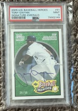 Tony Gwynn 2005 Upper Deck Baseball Heroes SP Green Auto /99 PSA 9 POP 2 Padres
