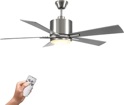 Ceiling Fan with Lights Remote Control 52 Inch Brushed Nickel warmiplanet - Image 1 of 4