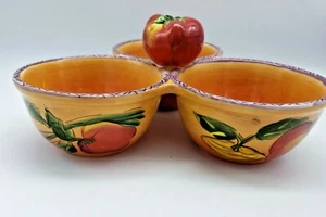 Clay Art Dip Serving Dish 3 bowls in one - Picture 1 of 10