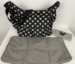 Disney Baby Mickey Mouse Diaper Travel Day Tote Bag Black White 18”x14” - Picture 1 of 19