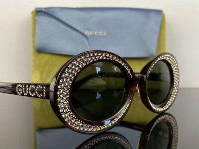 Óculos de sol feminino Gucci GG0618S 001 armação verde/marrom Havana cristal - Imagem 1 de 4