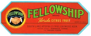 ORIGINAL CRATE LABEL VINTAGE FLORIDA 1940S STRIP FELLOWSHIP TILDENVILLE OAKLAND - Bild 1 von 1