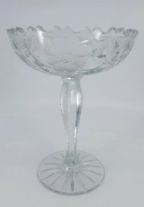 Vintage Klar Kristallglas 7,75" Hoch Standfuß Süßigkeiten Nuss Schale Kristall Schön - Bild 1 von 8