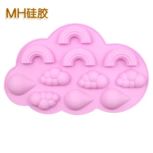 Rainbow Cloud Cake Jelly Cookies Soap Mold Chocolate Baking Mould Tray Ice Cube - Picture 1 of 5