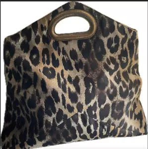 Borsa o pochette Dries Van Noten leopardata con manici a cerchio in pelle - Foto 1 di 7