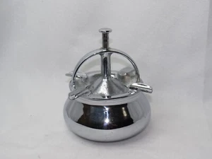 Vintage Textile Machine Works Push Down Industrial Metal Ashtray - Silver - Picture 1 of 8