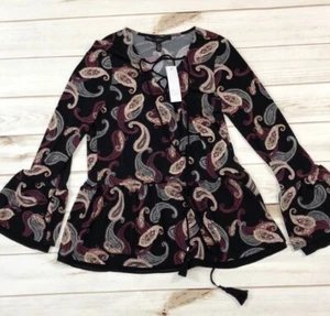 Neu mit Etikett White House Black Market Paisley Paradise Langarmshirt Größe XS - Bild 1 von 6