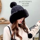 Outdoor Thicken Faux Fur Beanies Hat Pom Pom Ball Hats Knitted Cap Winter Warm