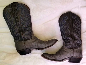 Tony Lama Exotic Dark Gray Leather Western Boots #8501 Size 9 (Read) - Picture 1 of 17