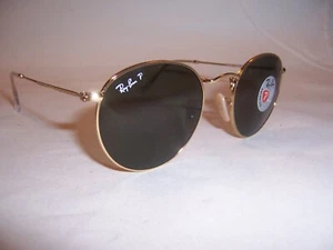 Neu Ray Ban Sonnenbrille RUND METALL 3447 001/58 GOLD/GRÜN POLARISIERT 50 MM - Bild 1 von 7