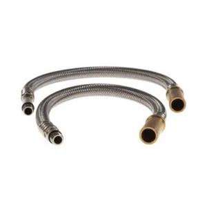 Pair Mono Block Flexible Tap Hoses Tails Connectors M10 x 15mm Shank x 300mm - Picture 1 of 5