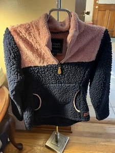Girls Simply Southern Zip Neck NavyPink Sherpa Sweatshirt/Jacket Size Youth L - Picture 1 of 3