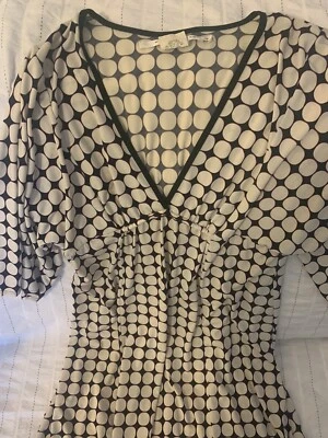 Vintage Max Studio USA Sz Sm Geometric Empire Waist Bat Wing Mini Dress - Image 1 of 4