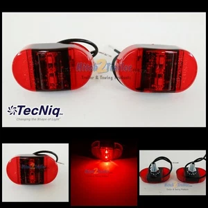 (2) Tecniq 2 LED Light RED stud mount Clearance marker Truck trailer S14 - Picture 1 of 2